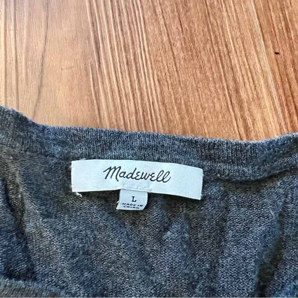 Madewell Modern Tie-Front Sweater Women’s L Charcoal Gray Lightweight Knit